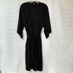A PEA IN THE POD Robe Womens Large Lace Trim Maternity Nursing Robe Black Goth